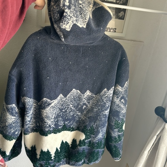 AOP vintage Vintage Country Woods Landscape Fleece Jacket Hooded Full Zip - Picture 5 of 8